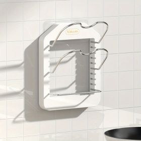 1pc Wall Mounted Pot Lid Rack; Free Punch Pot Cover Holder; Hanging Lid Organizer; Kitchen Accessories (Color: White, Model: Two-tier pot lid rack + rag rack)